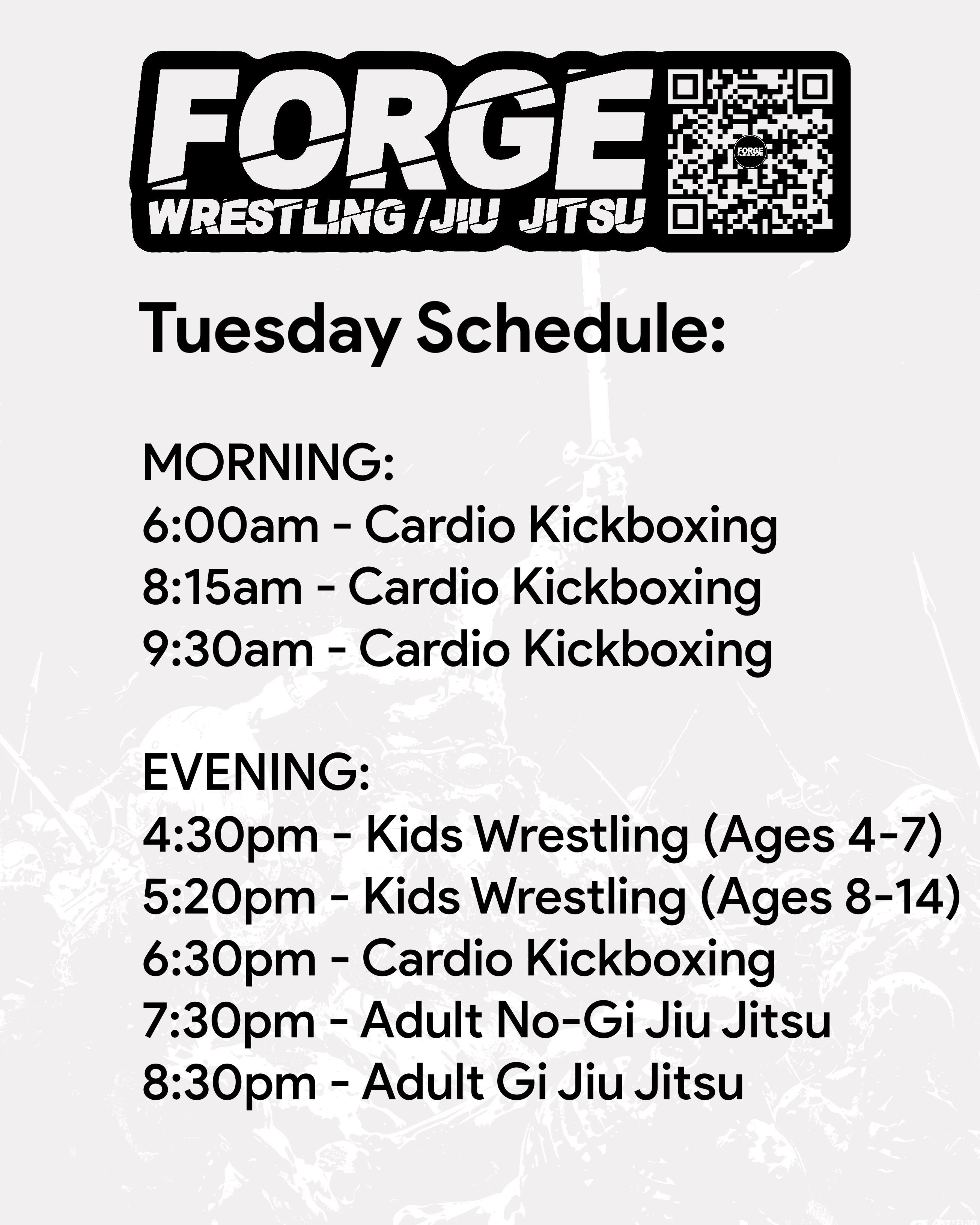 Schedule Wrestling and Jiu Jitsu